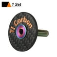 thumbnail image 3 of Uxcell 1 3/8" OD Bike Headset Stem Top Cap Carbon Fiber Cycling Headset Cover Stem with Colorful M6 Bolt for Mountain Road Bike MTB, Rose Gold, 3 of 6