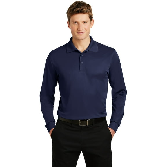 Sport-Tek Long Sleeve Micropique Sport Wick Polo (ST657) True Navy, L