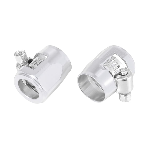 2 Piezas AN6 Hexagonal Coche Manguera Acabadora Abrazadera Adaptador Montaje Tono Plateado