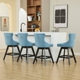 thumbnail image 2 of LegaHome Swivel Bar Stools Set of 2, Counter Height Bar Stool with Back and Button Tufted Decoration, Velvet Upholstered Bar Chair with Solid Wood Legs and Chrome Nailhead Trim, Light Blue, 2 of 10