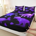 thumbnail image 4 of Feelyou Galaxy Dino Full Size Sheets for Girls, Starry Stars Print Bed Sheets, Black Violet, 4 Pieces, 4 of 5