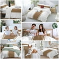 thumbnail image 5 of Brown Bedding Duvet Cover Set King Size 4 Pieces Stripes Solid Color Soft Twill Plush Quilt Cover, Include 1 Duvet Cover 1 Flat Sheet And 2 Pillow, 5 of 7