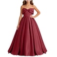 thumbnail image 2 of Shihyeh Girls Strapless Satin Ball Gown With Bow Flower Girl Dress For Wedding Bridesmaid Pageant Birthday Party Floor Length A-Line Dress For Kids Teens, 2 of 9