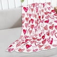 thumbnail image 3 of Valentine''s Day Fuzzy Blanket Watercolor Love Heart Throw Blanket Pink Heart Pattern Decorative Soft Cozy Flannel Blanket for Home Bed Sofa Couch Chair, 50 x 60 Inch, 3 of 6