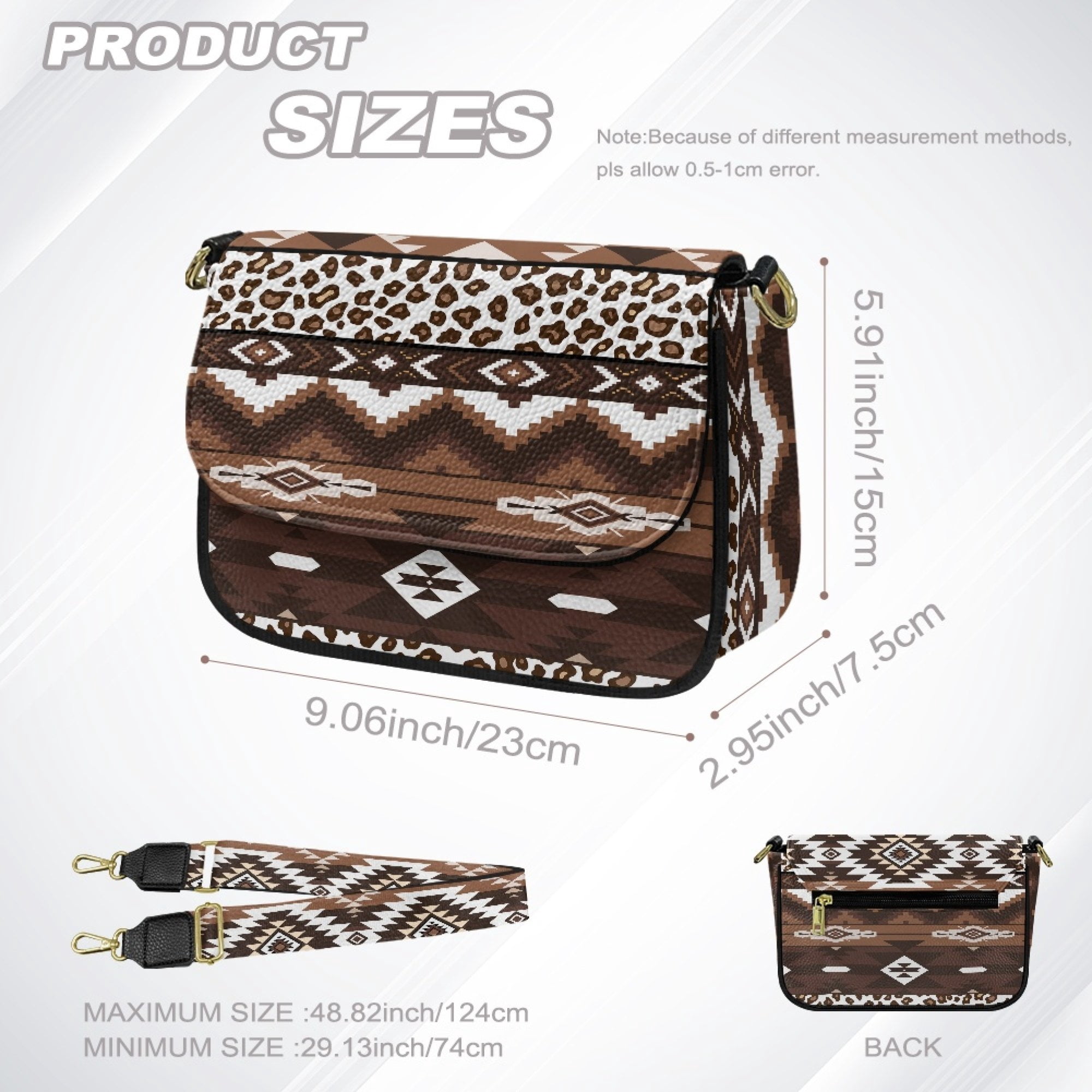 ZUXONGSY Aztec Tribe Leopard Print Shoulder Bag for Women Small Crossbody Travel Purse Casual Satchel with Adjustable Wide Strap for Shopping Working