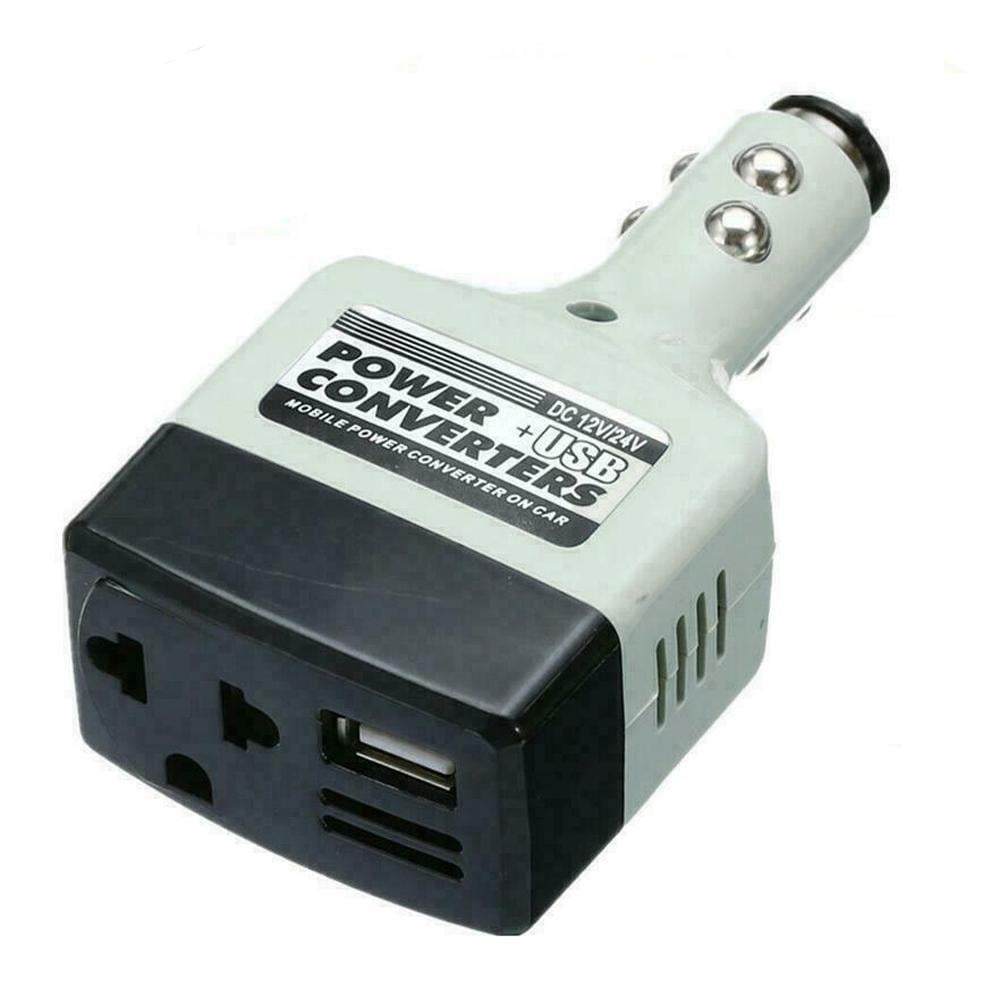 Car Mobile Converter Inverter Adapter DC 12V/24V to AC 220V Charger Power+USB 