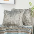thumbnail image 5 of Home Soft Things Mongolian Faux-fur Pillow Covers Luxury Fluffy Throw Pillow Case Decorative Fuzzy Cushion Cover, No Pillow Insert, Set of 2 - Grey - 20" x 20", 5 of 6