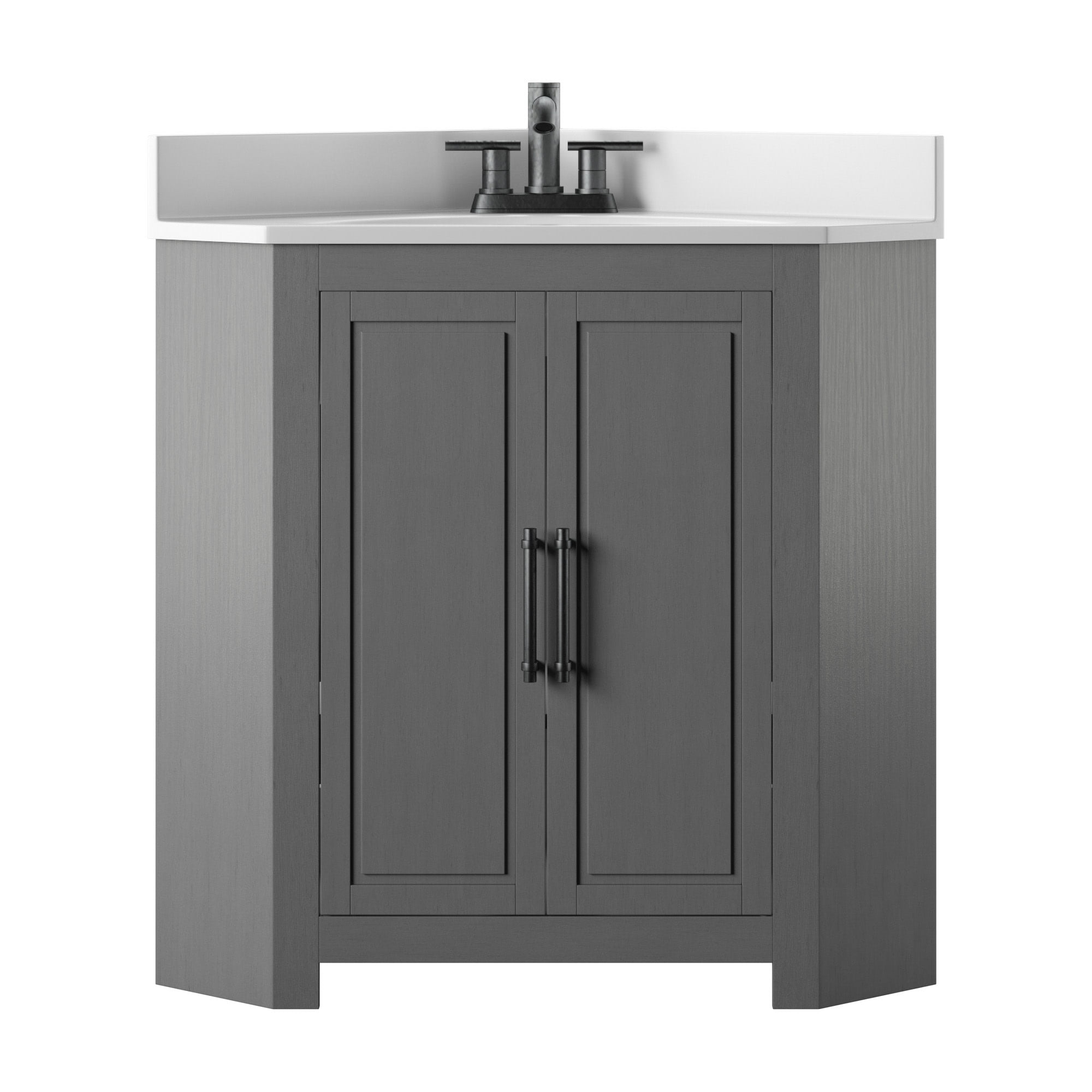 Twin Star Home Corner Bathroom Vanity, Antique Gray