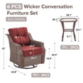 thumbnail image 3 of Bellefurn Outdoor Patio Swivel Rocker Patio Chairs with 6" Thick Cushion and Side Table,Rattan Patio Swivel Glider Chairs Outdoor Furniture Set Conversation Set for Porch,Deck,Yard, 3 of 10