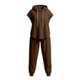thumbnail image 4 of Maqroz Summer Outfits for Women 2 Piece Sleeveless Hooded Tank Tops Drawstring Jogger Sweatpants Casual Athletic Activewear Muscle Shirts Matching Tracksuits Sets, 4 of 9