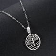 thumbnail image 5 of Zhuge Collar con colgante, hecho a mano para hombres y mujeres, collar de acero inoxidable con forma de árbol de la vida hueco circular simple, cadena de clavícula (oro), 5 of 5
