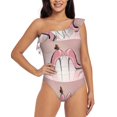 thumbnail image 2 of Yiaed High Heel Shoes Butterfly Print Women One Piece Swimsuits Tummy Control One Shoulder Bathing Suits Pattern Ruffle Swimwear-Medium, 2 of 8