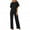 Black, variant on NARABB Women Short Sleeve Playsuit Clubwear Straight Leg Jumpsuit With Belt