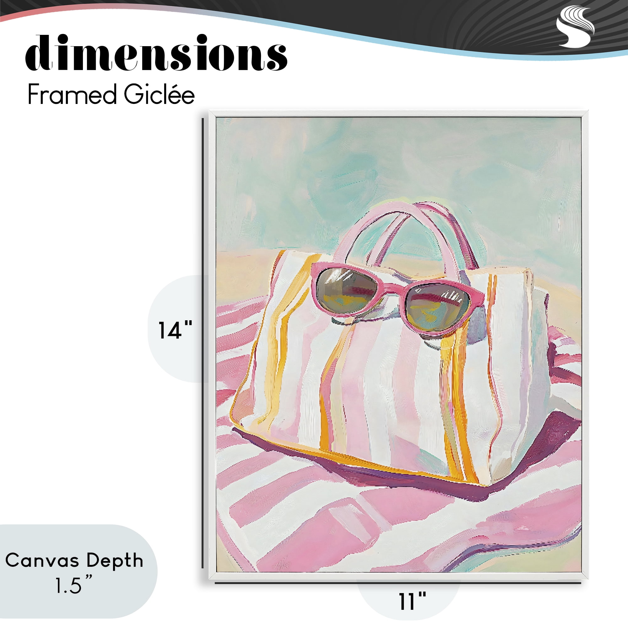 Stupell Industries Beach Bag & Sunglasses White Framed Giclee Art, design by The Prints Vibe