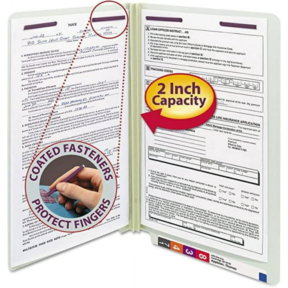 Smead 37715 Two Inch Expansion Folder, Two Fasteners, End Tab, Legal, Gray Green, 25/Box