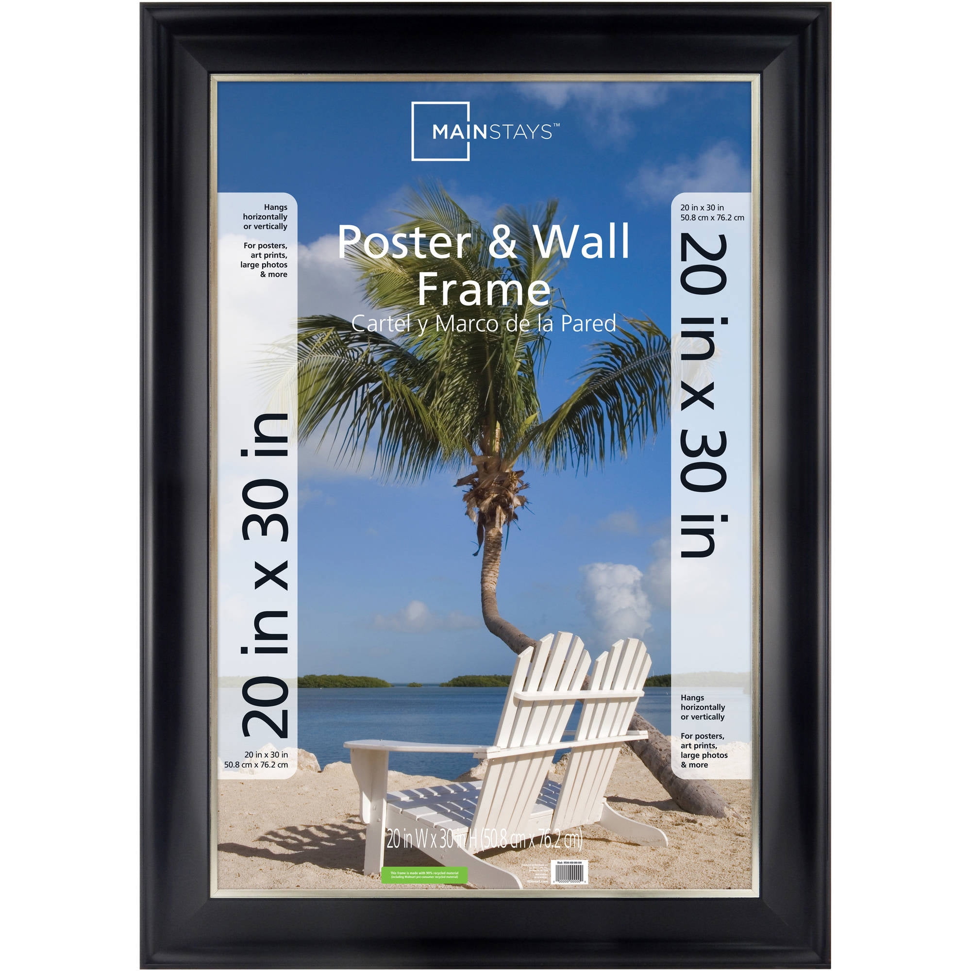 Mainstays 20x30 2 Tone Poster Frame Black With Champagne Walmart