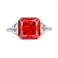 thumbnail image 6 of 100% 925 Sterling Silver 8ct 10*10mm Citrine High Carbon Diamond Rings For Women Sparkling Wedding Fine Jewelry, 6 of 8