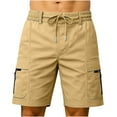 thumbnail image 2 of Qulqfy Mens Summer Shorts 7 Inch Yellow Cargo Hiking Shorts Elastic Waist Multi-Pockets Drawstring Shorts Men Gym Shorts M, 2 of 9
