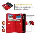 thumbnail image 5 of for iPhone 15 Pro Max Wallet Case with Card Holder for Women Men, Phone Case RFID Blocking PU Leather Flip Shockproof Cover with Shoulder + Wrist Strap Zipper Credit Card Slots Stand, Red, 5 of 9