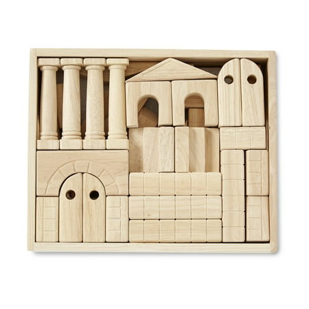 Melissa & Doug Architectural Wooden Unit Block Set With Storage Crate (44 pcs)