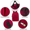thumbnail image 6 of Classic Solid Color 17 Inch Backpack with Front Zipper Accessory Pocket, Dual Zipper Closure & Padded Shoulder Straps for Work, Office, Gym, Sports, Travel, Commute & Recreation in Red, 6 of 7