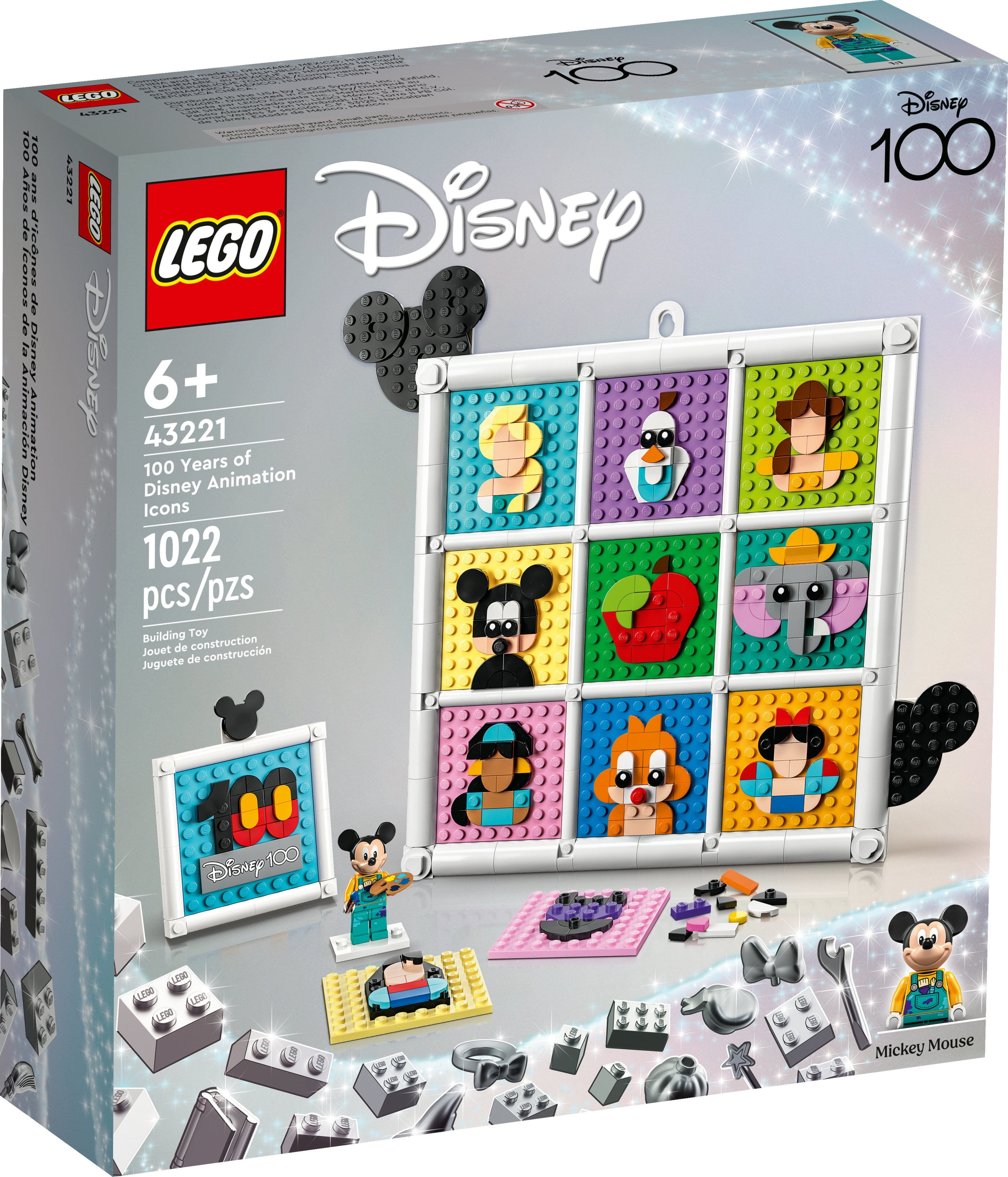 LEGO Disney Classic 100 Years of Disney Animation Icons 43221 Buildable Disney Set with Mickey Mouse Minifigure, Creative Toy for Kids to Design Disney Wall Art, Birthday Gift for Fans and Kids Age 6+