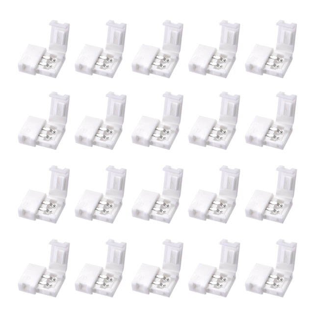 8mm 2P Conector Adaptador De Tira De Led Para 3528 Tiras De Luces De Color Único 20Pcs