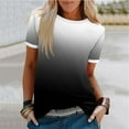 thumbnail image 3 of Scyoekwg Womens Summer Short Sleeve Tops Round Neck Basic Tops Lightweight Loose Trendy Gradient Color Blouses (Black,XL), 3 of 5
