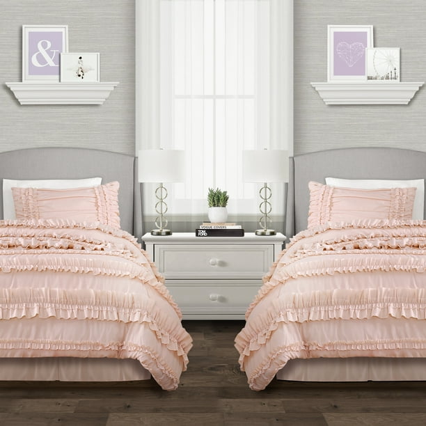 Lush Decor Belle Textured Polyester Ruffle Detail Comforter, TwinXL