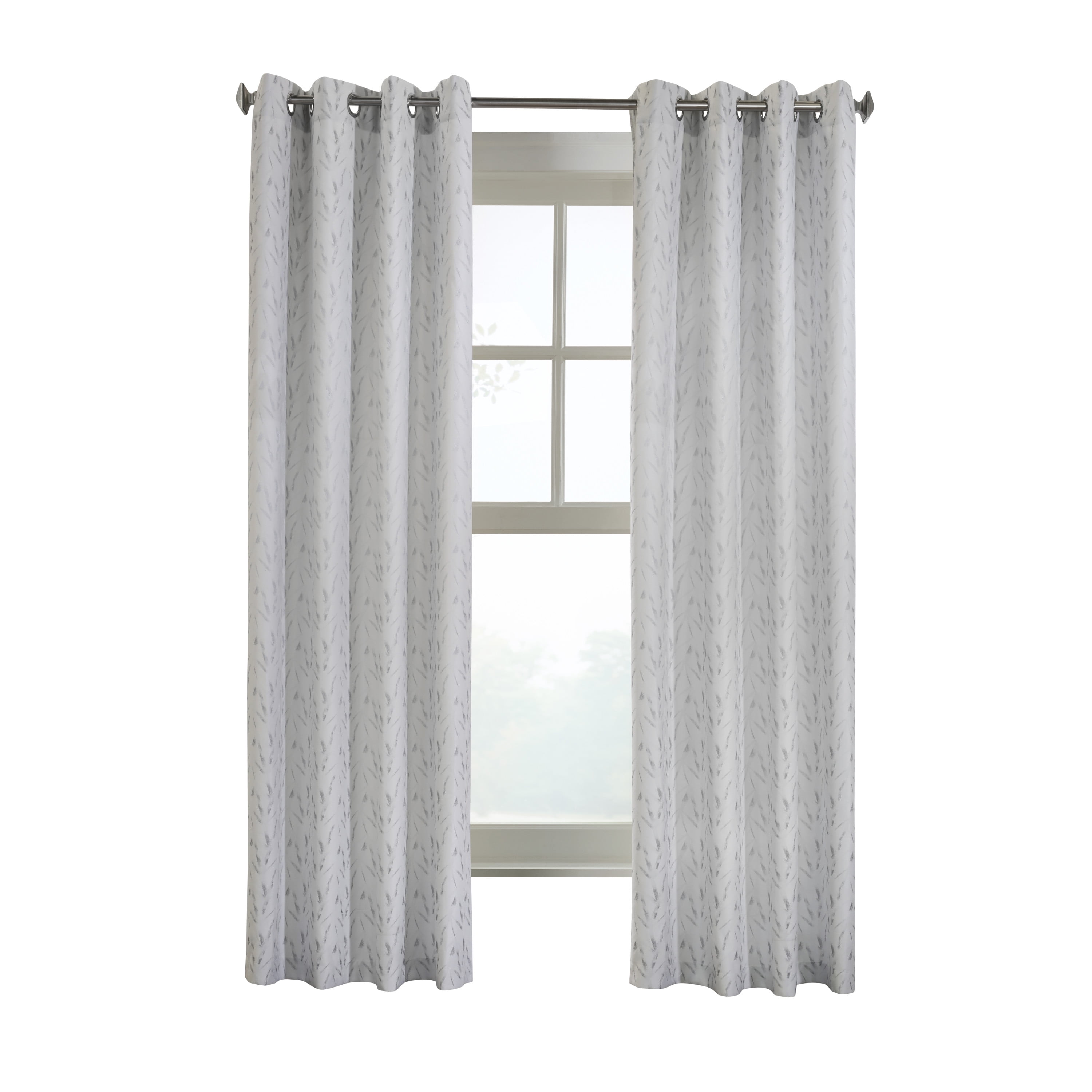 Azure Woven Jacquard Grommet Curtain Panel 52" x 84" in Grey