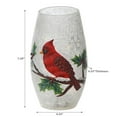 thumbnail image 2 of Frosted Holly Berry Cardinal Glass Perch Holiday Vase, 2 of 3