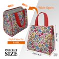 thumbnail image 3 of Pioneer Flower Floral Print Pattern Insulated Lunch Bag for Women & Adults,Large Portable Soft Cooler Lunch Bag,Thermal Food Storage Tote with Pearl Cotton,8.66L,8.75x5.75x9.5 Inch, 3 of 6