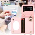 thumbnail image 7 of Allytechgroup Stylish Wallet Phone Case for Samsung Galaxy Z Flip 4 5G, Crossbody Shoulder Strap Make-up Mirror Ring Holder Stand Card Holders Shockproof Case for Girls Women, Pink, 7 of 7