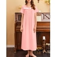 thumbnail image 3 of Ekouaer Nightgown for Women Cotton Long Night Gown Short Sleeve Nightdress with Pockets Button Sleepshirt Soft Sleepwear, 3 of 6