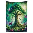 thumbnail image 2 of Ambesonne Nature Outdoor Tablecloth, Dreamy Life Tree Butterflies, 58"x84", Fern Green Pale Purple, 2 of 2