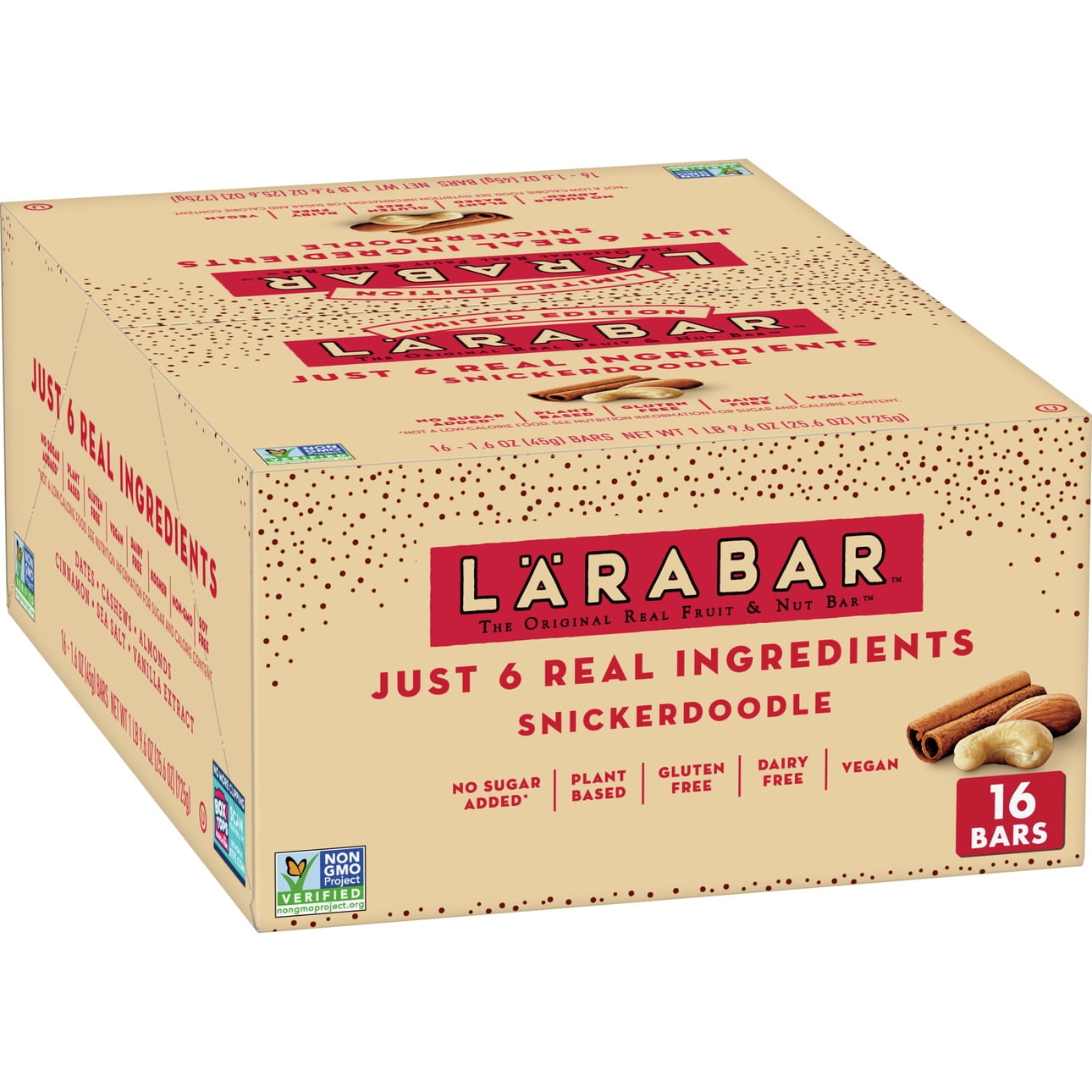 Larabar Gluten Free Bar, Snickerdoodle, 1.6 oz Bars (16 Count)