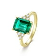 thumbnail image 2 of AFFY Solitaire Engagement Ring, 7X9MM Radiant Shape Zambian Emerald Lab Grown Gemstone & Round Moissanite Wedding Ring for Her In 14K Yellow Gold Over Sterling Silver (2.15 Cttw), Size-7.5, 2 of 7