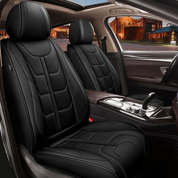 DIKSOAKR Car Seat Covers for Toyota RAV4 2013-2025: 5 Seats Full Set Waterproof Leather Automotive Seat Protectors - Black