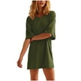 thumbnail image 1 of Birdeem Robes pour Femmes Robe d'Été Unie Décontractée à Manches Courtes Col Rond avec Poches, 1 of 1