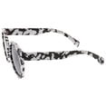 thumbnail image 3 of Women's Matte Horn Rimmed Marble Print Flat Lens Round Sunglasses 54mm (Marble / Smoke), 3 of 4