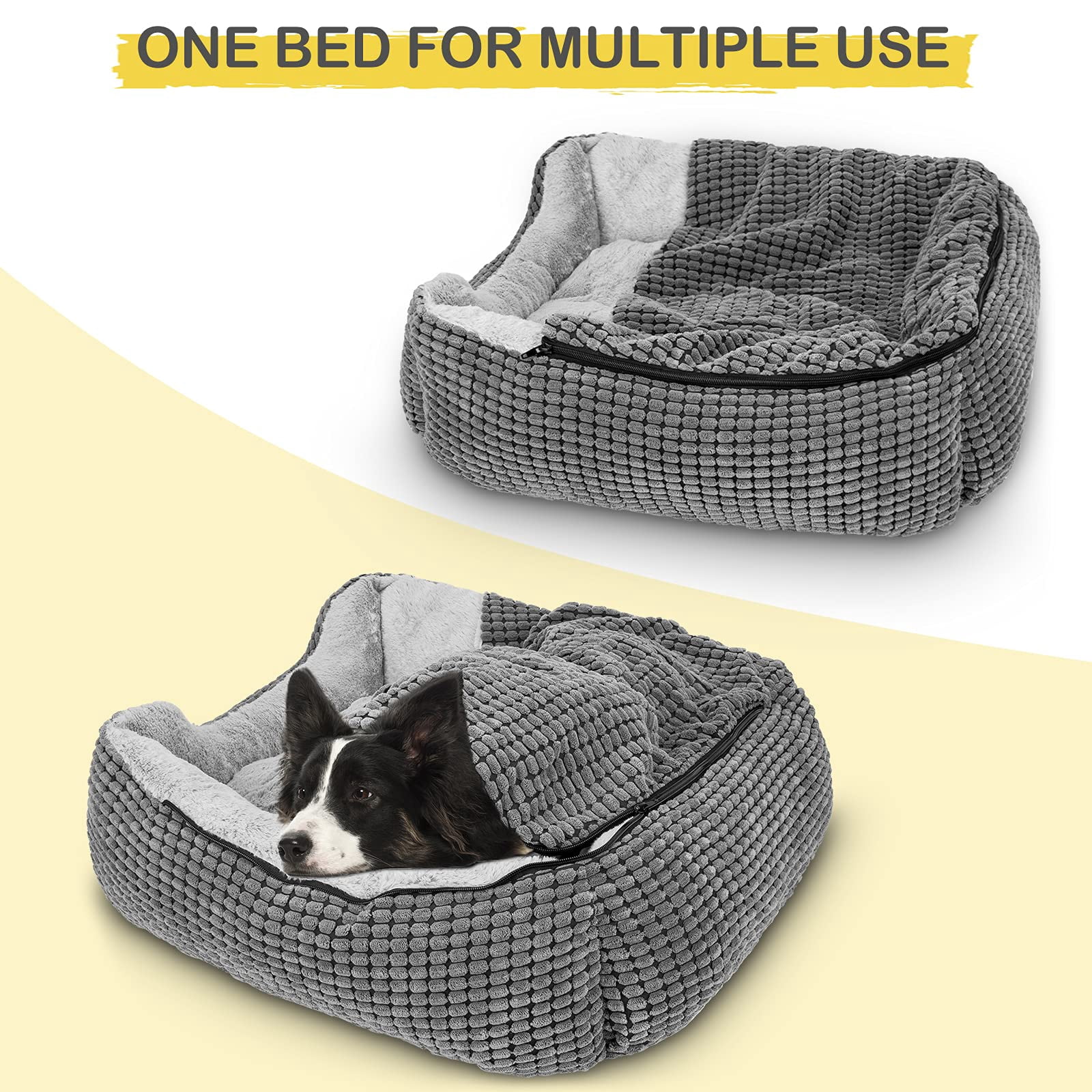 Dog Beds For Large Medium Small Dogs  Rectangle Cave Hooded Blanket Puppy Bed Luxury Cat Indoor Cats Warmth And Machine Washable (30 Inches Grey)
