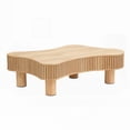 thumbnail image 2 of Sturdy 42.52 Inch Wooden Coffee Table for Living Room in Irregular Shape and Natural Color, 2 of 8