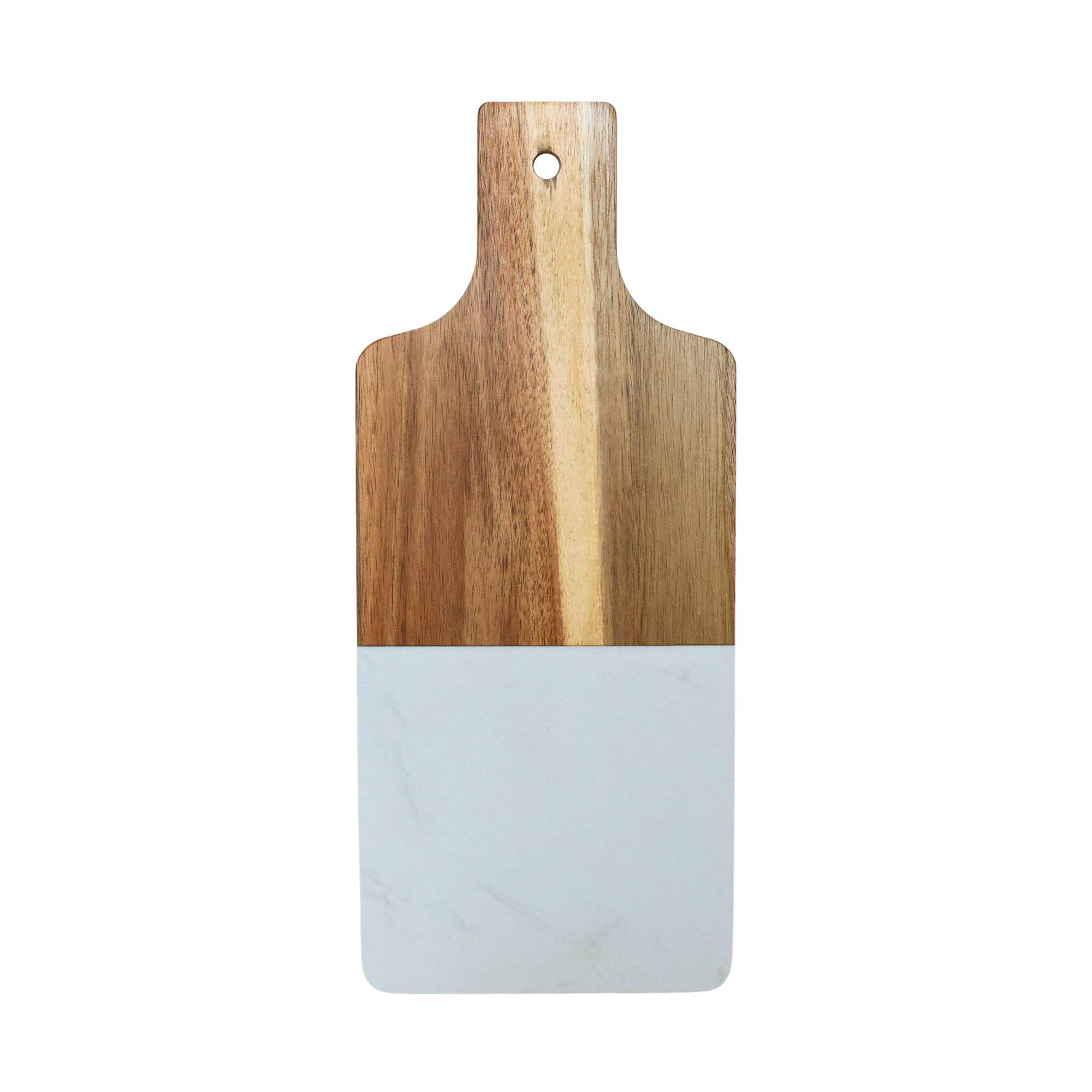 White Marble/Acacia Wood Handled Board