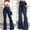 Navy, variant on Jeans for Women High Waisted Lacing Stretch Wide Leg Bell-Bottomed Pants