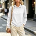 thumbnail image 7 of Women's Polo Shirts Long Sleeve Golf Shirt Lightweight Tennis Shirts office Loose Tunic Blouses Work Shirts Spring Fall Shirt White, 7 of 7