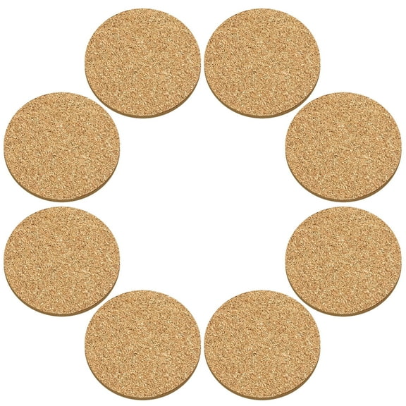 8Pcs Anti-slip Shock-absorbing Cork Pad For Drinks, Natural Cork Round Coasters, Reusable Absorbent Heat-Resistant Drink Cup Mats for Coffee Wine Glasses