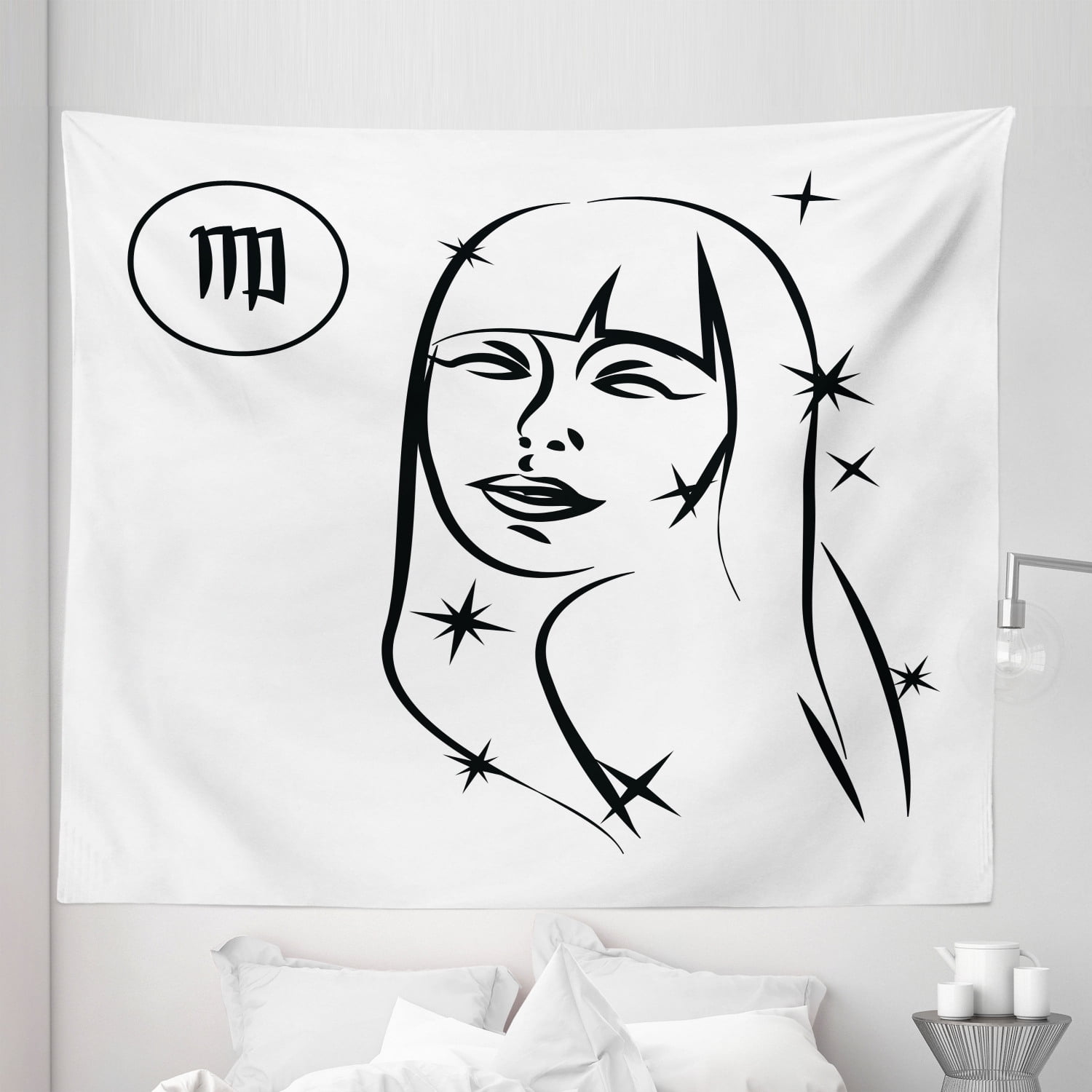 Zodiac Virgo Tapestry, Abstract Virgo Woman Portrait the Virgin with ...