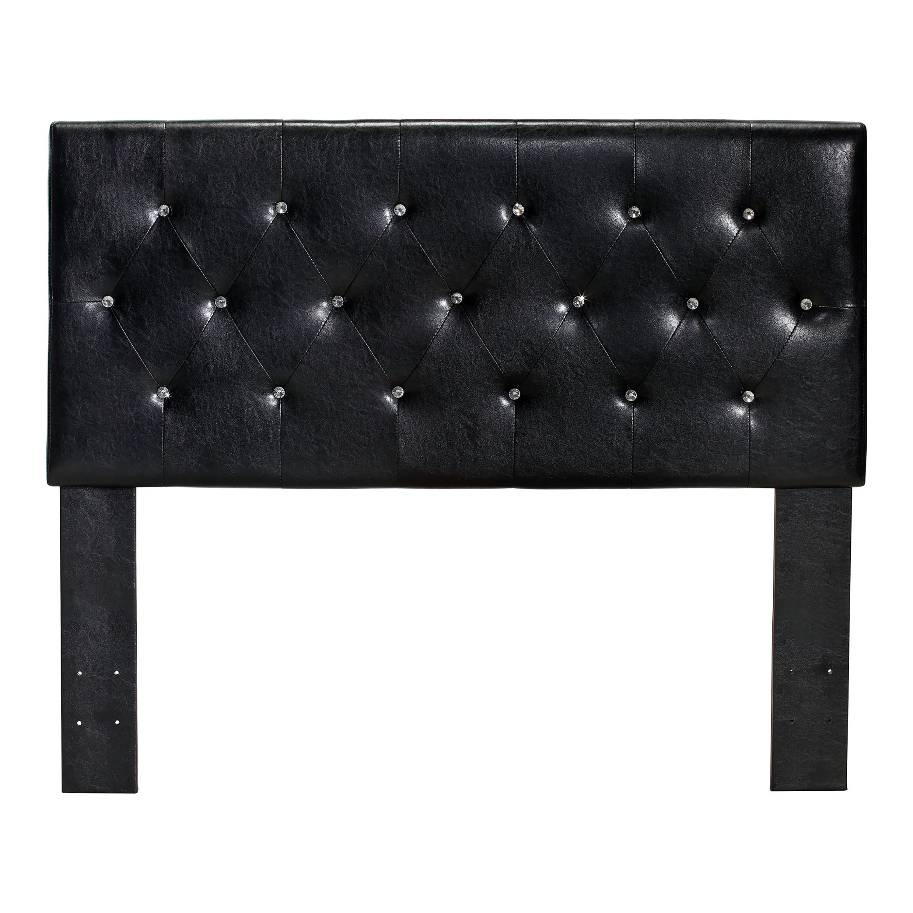 Bongard Button Tufted Faux Leather Full/Queen Headboard, Black