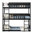 thumbnail image 4 of Duxelifin Triple bunk Bed, Twin Over Twin Over Twin Bunk Beds, Rubber Wood Bunk Bed with Two Built-in Ladders, 3-Layer Bunk Bed Can Convertible Into Platform Beds/Loft Bed, Black, 4 of 9