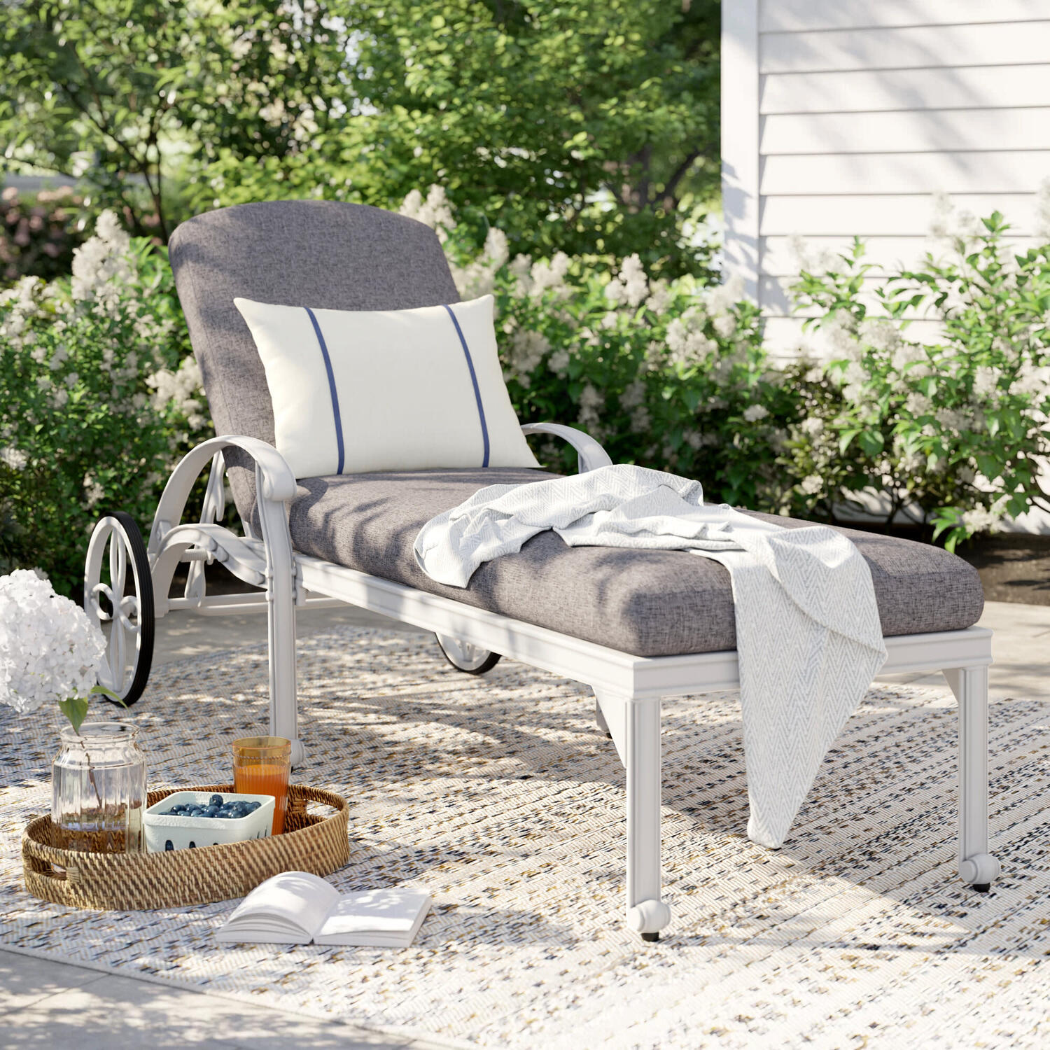 Homestyles Capri Aluminum Outdoor Chaise Lounge in White - image 2 of 2